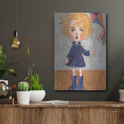 Luxe Metal Art 'Windy With Wellies' by Holly Wojhan, Metal Wall Art,12x16
