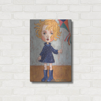 Luxe Metal Art 'Windy With Wellies' by Holly Wojhan, Metal Wall Art,16x24