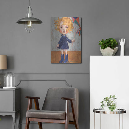 Luxe Metal Art 'Windy With Wellies' by Holly Wojhan, Metal Wall Art,16x24