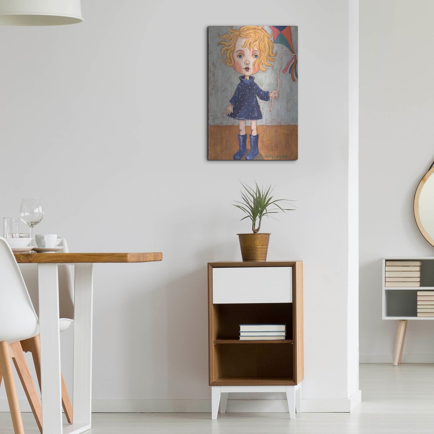 Luxe Metal Art 'Windy With Wellies' by Holly Wojhan, Metal Wall Art,16x24