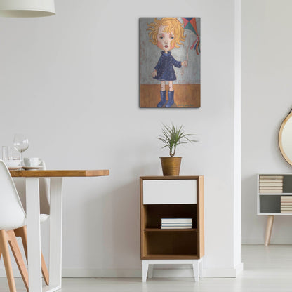 Luxe Metal Art 'Windy With Wellies' by Holly Wojhan, Metal Wall Art,16x24