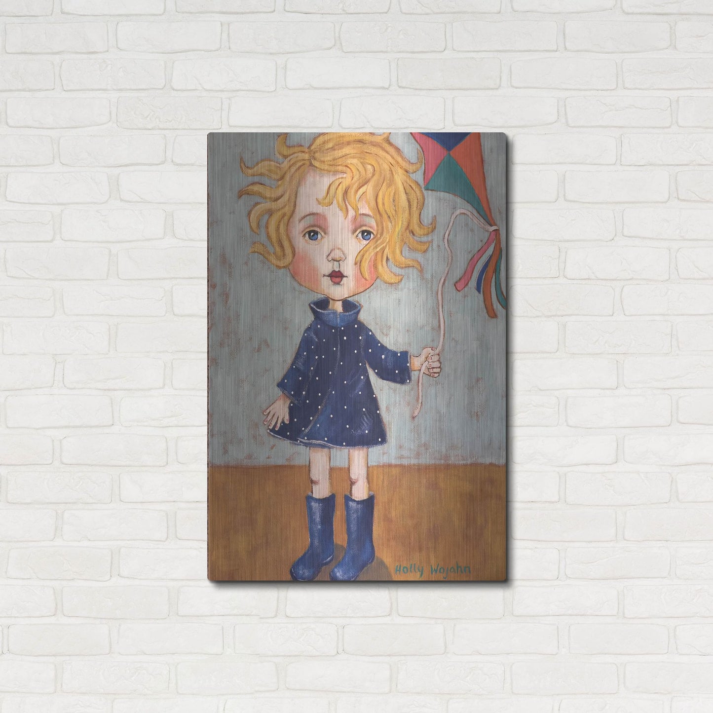 Luxe Metal Art 'Windy With Wellies' by Holly Wojhan, Metal Wall Art,24x36