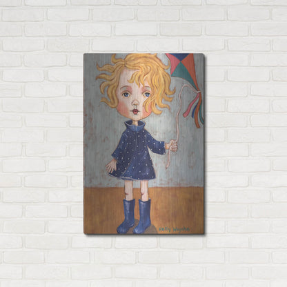 Luxe Metal Art 'Windy With Wellies' by Holly Wojhan, Metal Wall Art,24x36