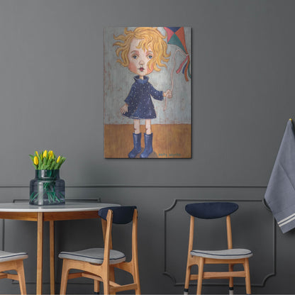 Luxe Metal Art 'Windy With Wellies' by Holly Wojhan, Metal Wall Art,24x36