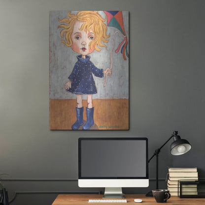 Luxe Metal Art 'Windy With Wellies' by Holly Wojhan, Metal Wall Art,24x36