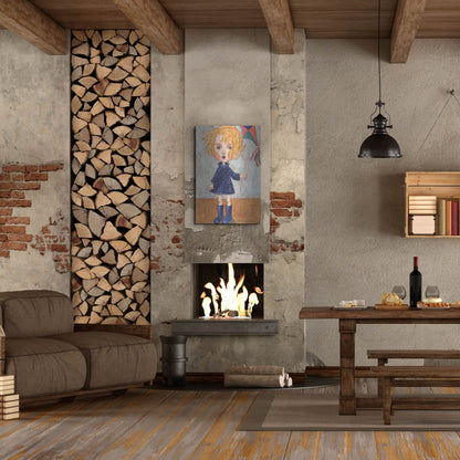 Luxe Metal Art 'Windy With Wellies' by Holly Wojhan, Metal Wall Art,24x36