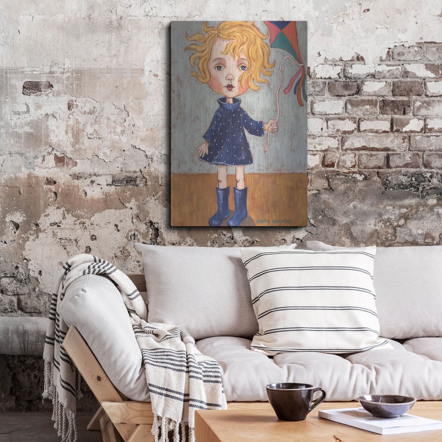 Luxe Metal Art 'Windy With Wellies' by Holly Wojhan, Metal Wall Art,24x36