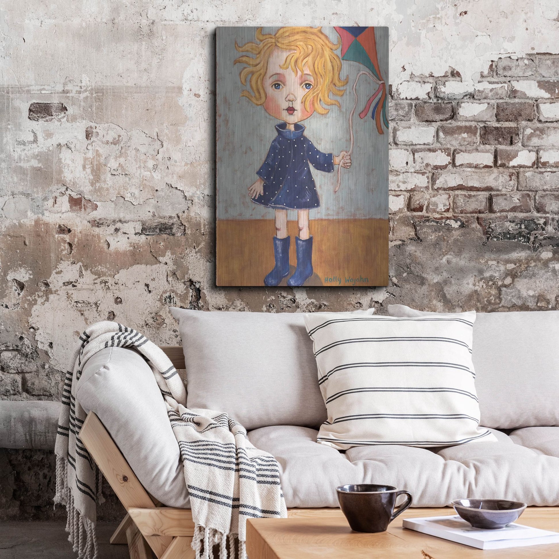 Luxe Metal Art 'Windy With Wellies' by Holly Wojhan, Metal Wall Art,24x36