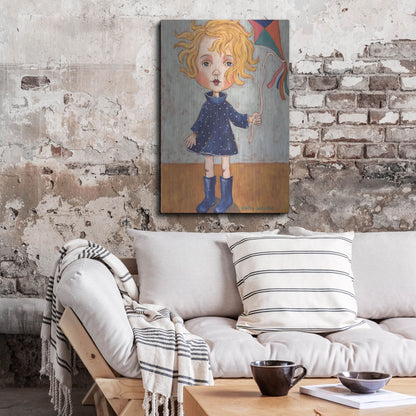 Luxe Metal Art 'Windy With Wellies' by Holly Wojhan, Metal Wall Art,24x36