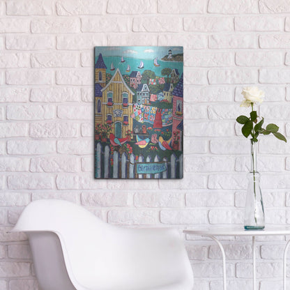 Luxe Metal Art 'Charming Cambria by the sea' by Holly Wojhan, Metal Wall Art,16x24