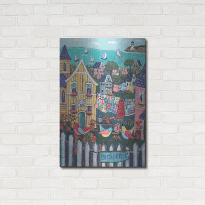 Luxe Metal Art 'Charming Cambria by the sea' by Holly Wojhan, Metal Wall Art,24x36