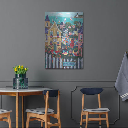 Luxe Metal Art 'Charming Cambria by the sea' by Holly Wojhan, Metal Wall Art,24x36