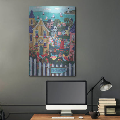 Luxe Metal Art 'Charming Cambria by the sea' by Holly Wojhan, Metal Wall Art,24x36