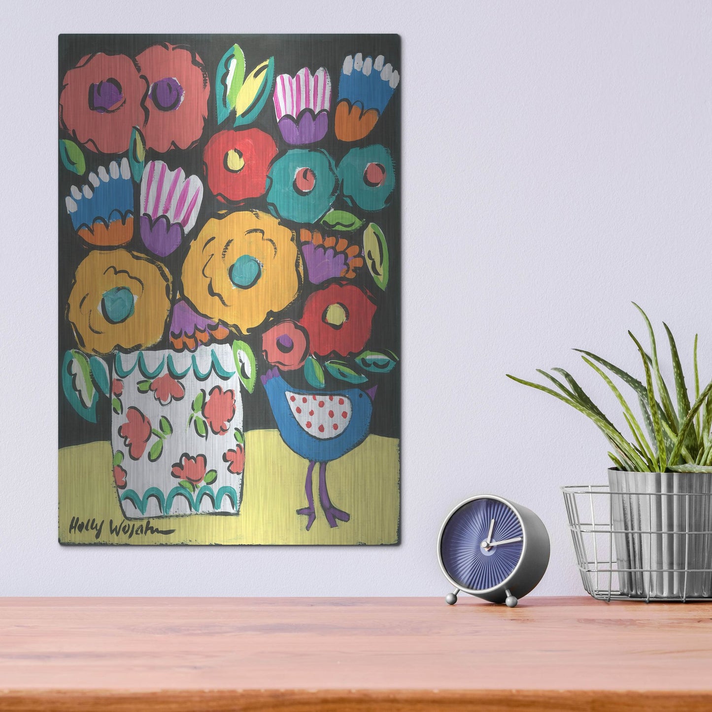 Luxe Metal Art 'Wild Flowers' by Holly Wojhan, Metal Wall Art,12x16