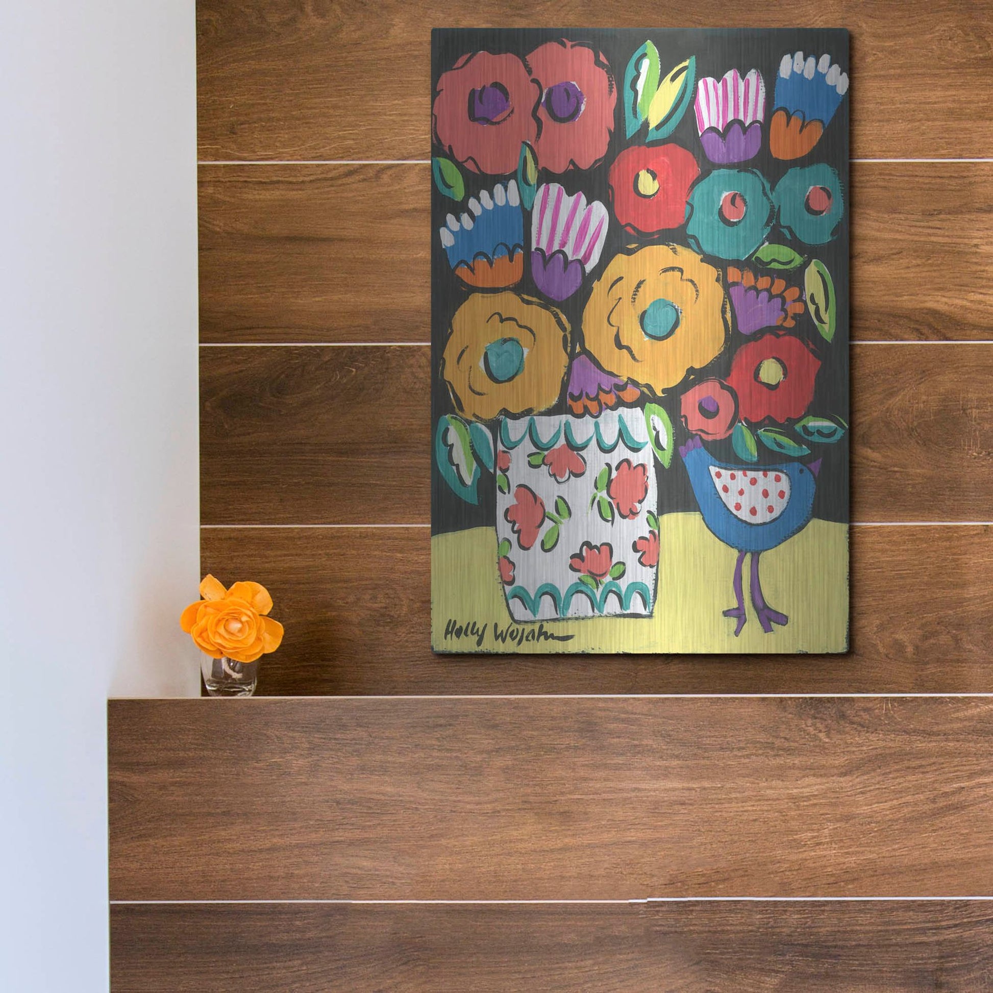 Luxe Metal Art 'Wild Flowers' by Holly Wojhan, Metal Wall Art,12x16