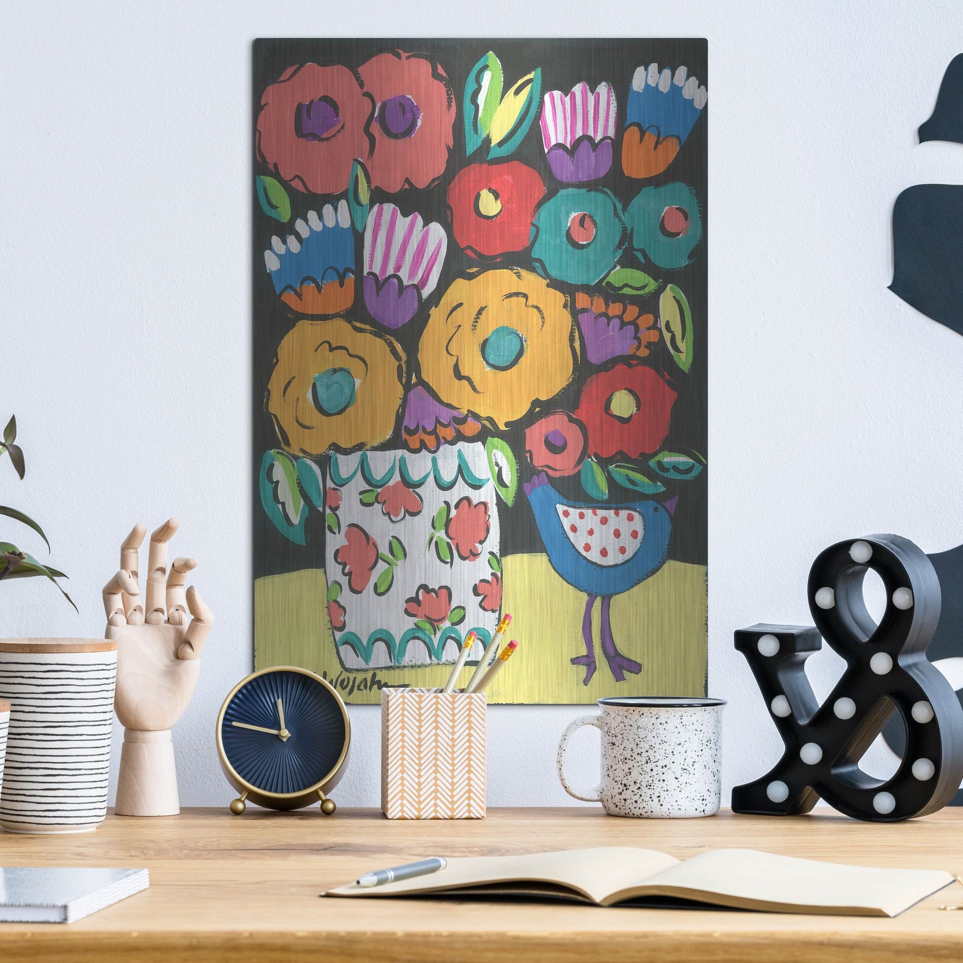 Luxe Metal Art 'Wild Flowers' by Holly Wojhan, Metal Wall Art,12x16