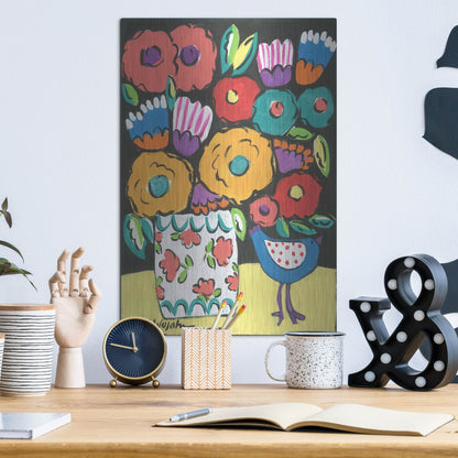 Luxe Metal Art 'Wild Flowers' by Holly Wojhan, Metal Wall Art,12x16