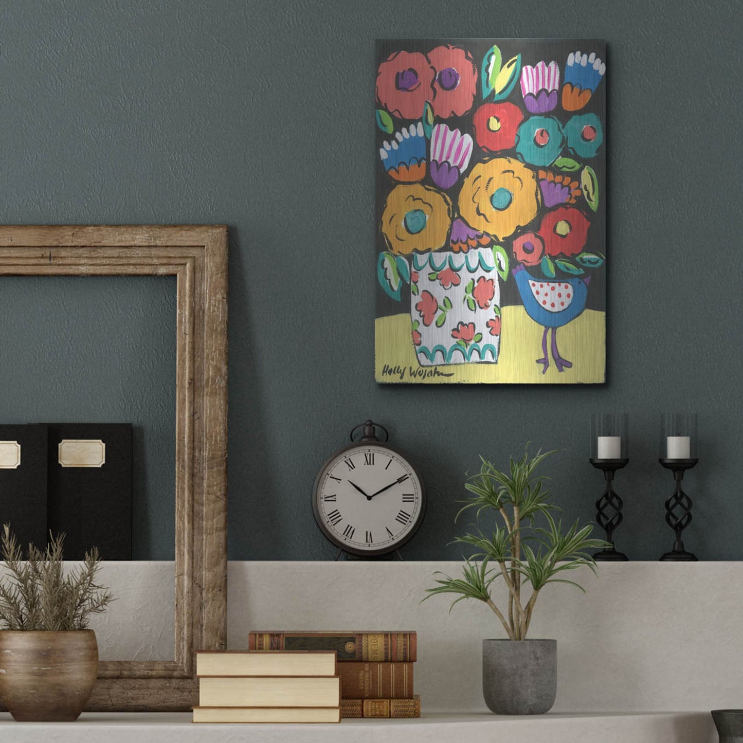 Luxe Metal Art 'Wild Flowers' by Holly Wojhan, Metal Wall Art,12x16