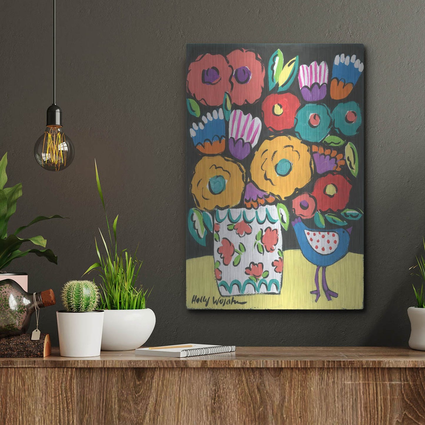 Luxe Metal Art 'Wild Flowers' by Holly Wojhan, Metal Wall Art,12x16