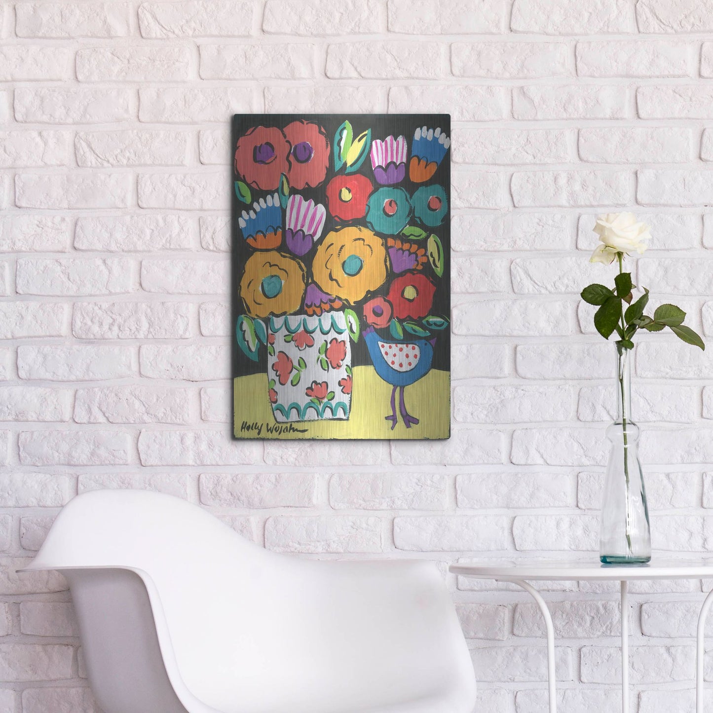 Luxe Metal Art 'Wild Flowers' by Holly Wojhan, Metal Wall Art,16x24