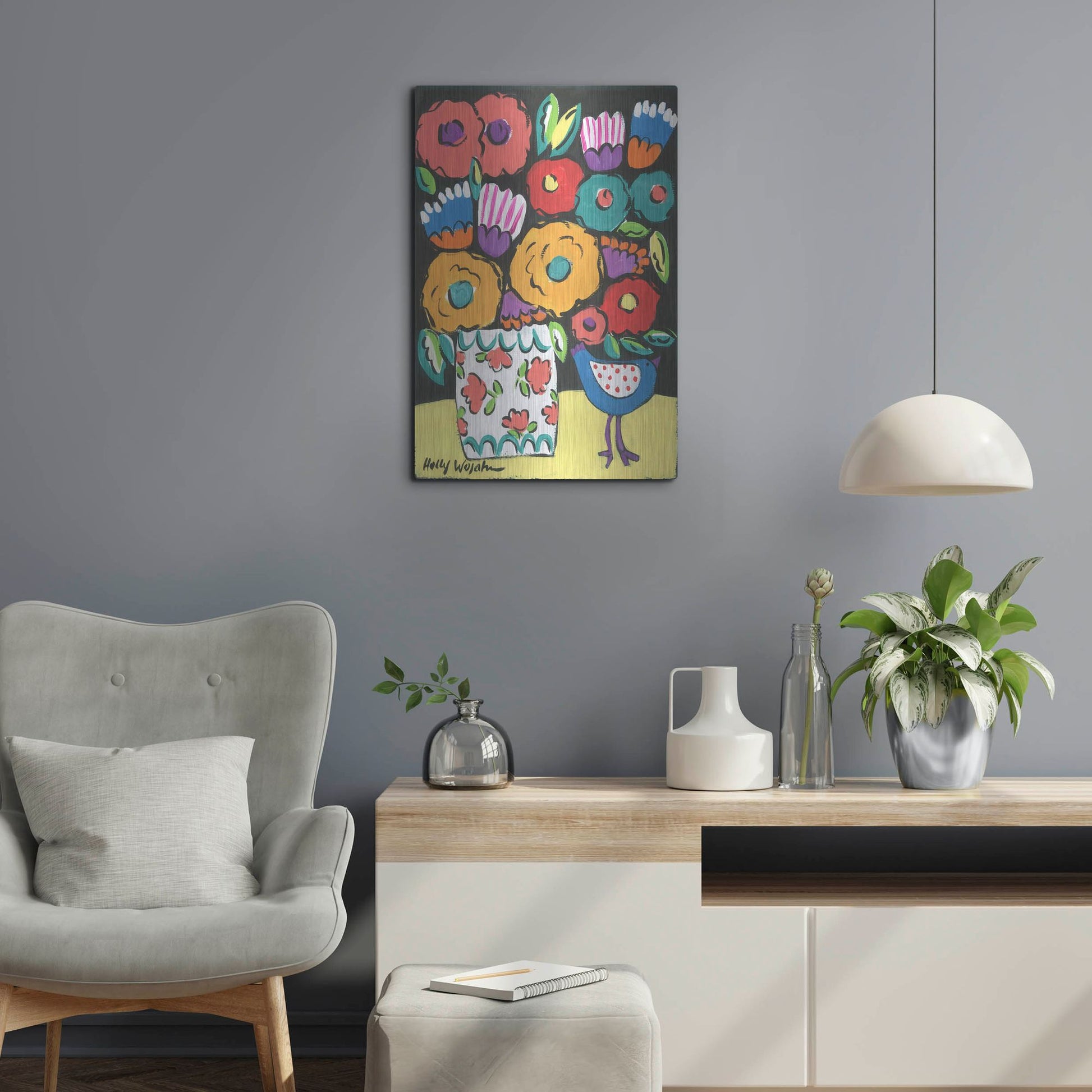 Luxe Metal Art 'Wild Flowers' by Holly Wojhan, Metal Wall Art,16x24