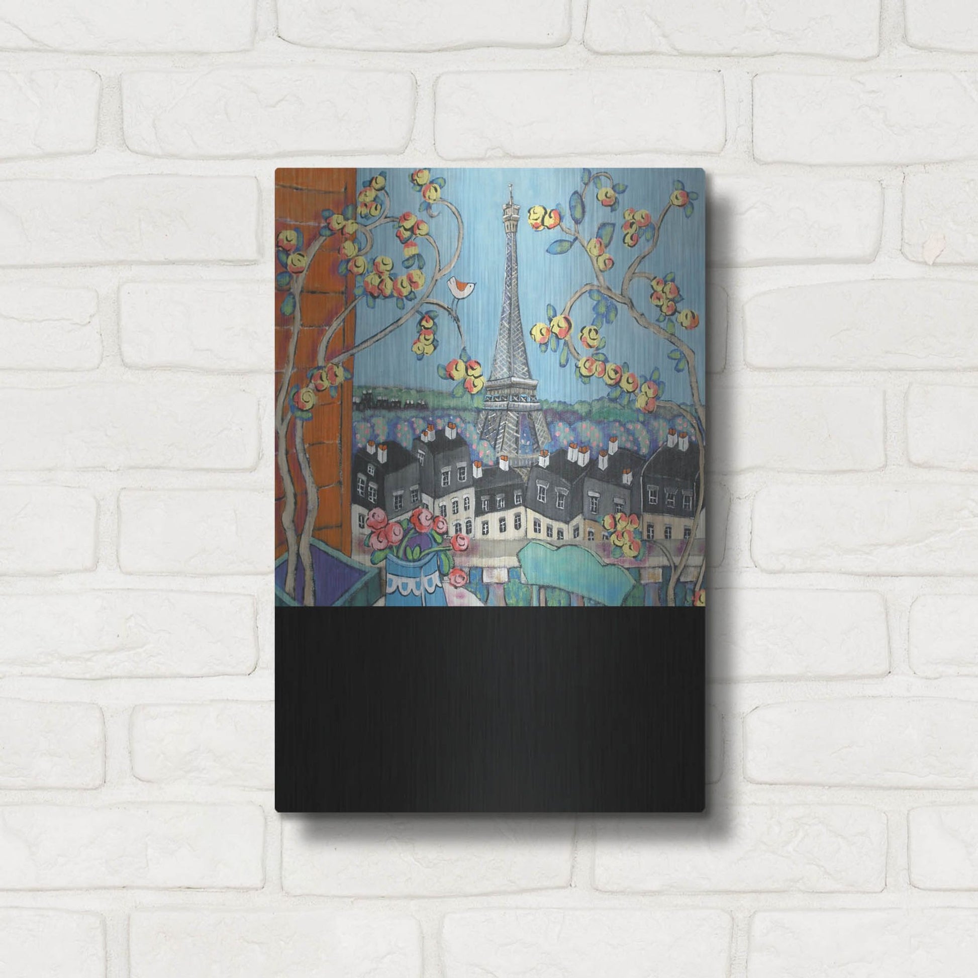 Luxe Metal Art 'Eiffel Tower I' by Holly Wojhan, Metal Wall Art,12x16