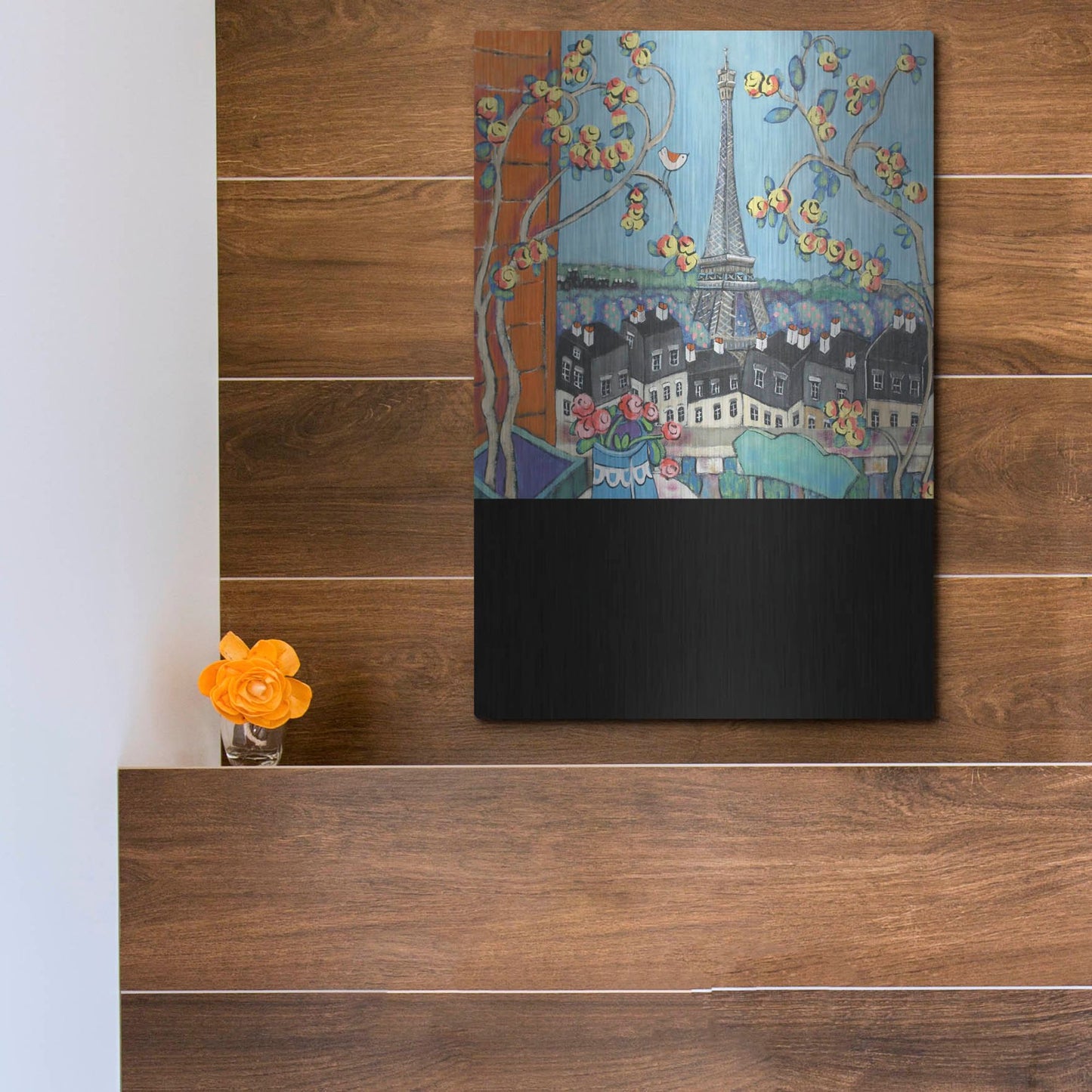 Luxe Metal Art 'Eiffel Tower I' by Holly Wojhan, Metal Wall Art,12x16