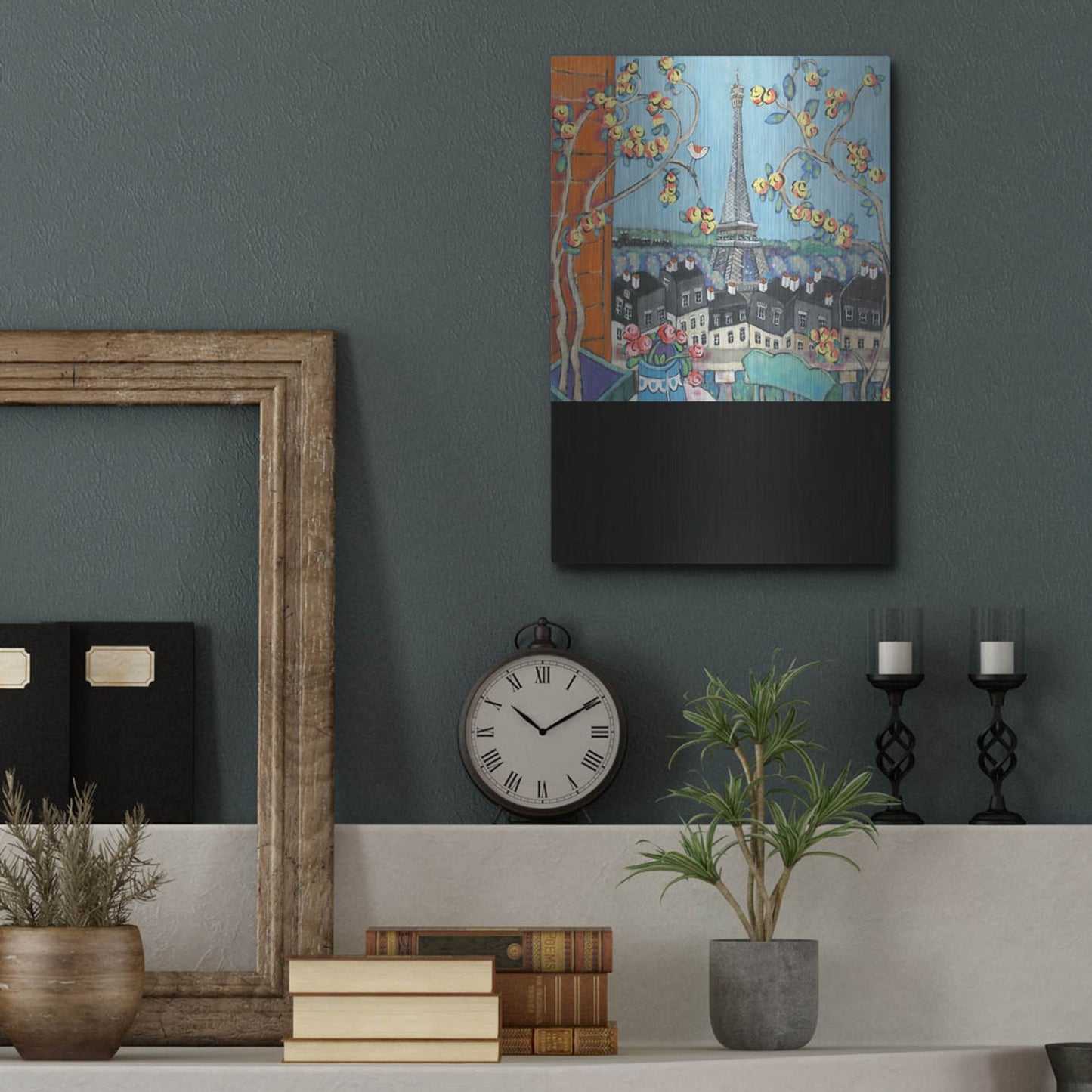 Luxe Metal Art 'Eiffel Tower I' by Holly Wojhan, Metal Wall Art,12x16