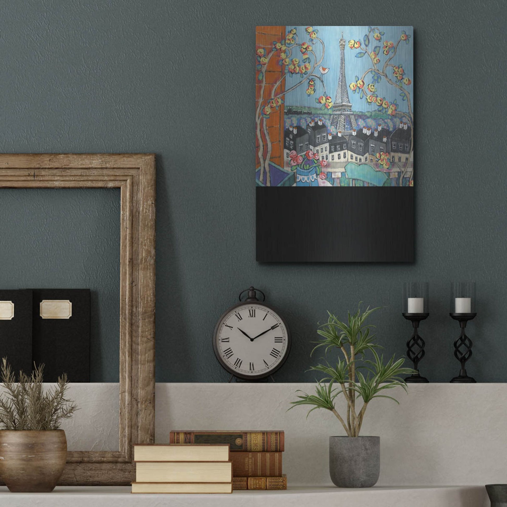 Luxe Metal Art 'Eiffel Tower I' by Holly Wojhan, Metal Wall Art,12x16