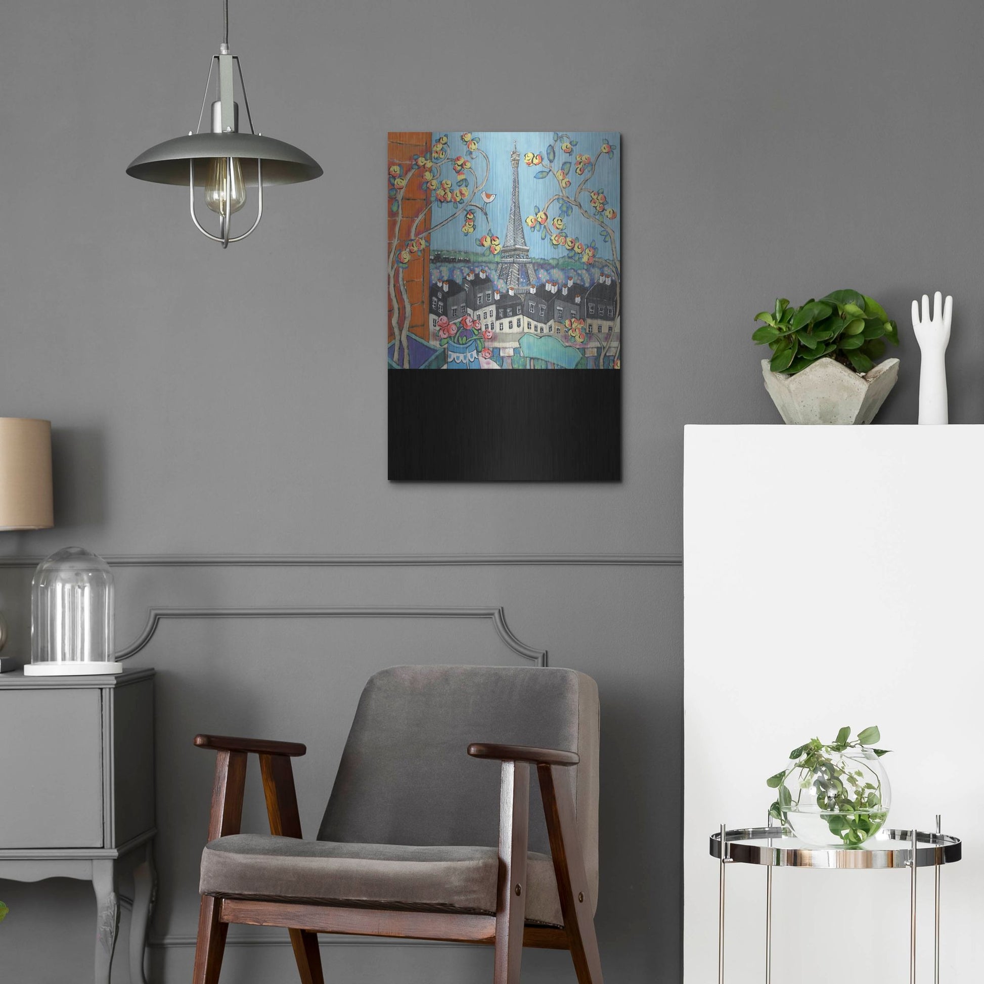 Luxe Metal Art 'Eiffel Tower I' by Holly Wojhan, Metal Wall Art,16x24