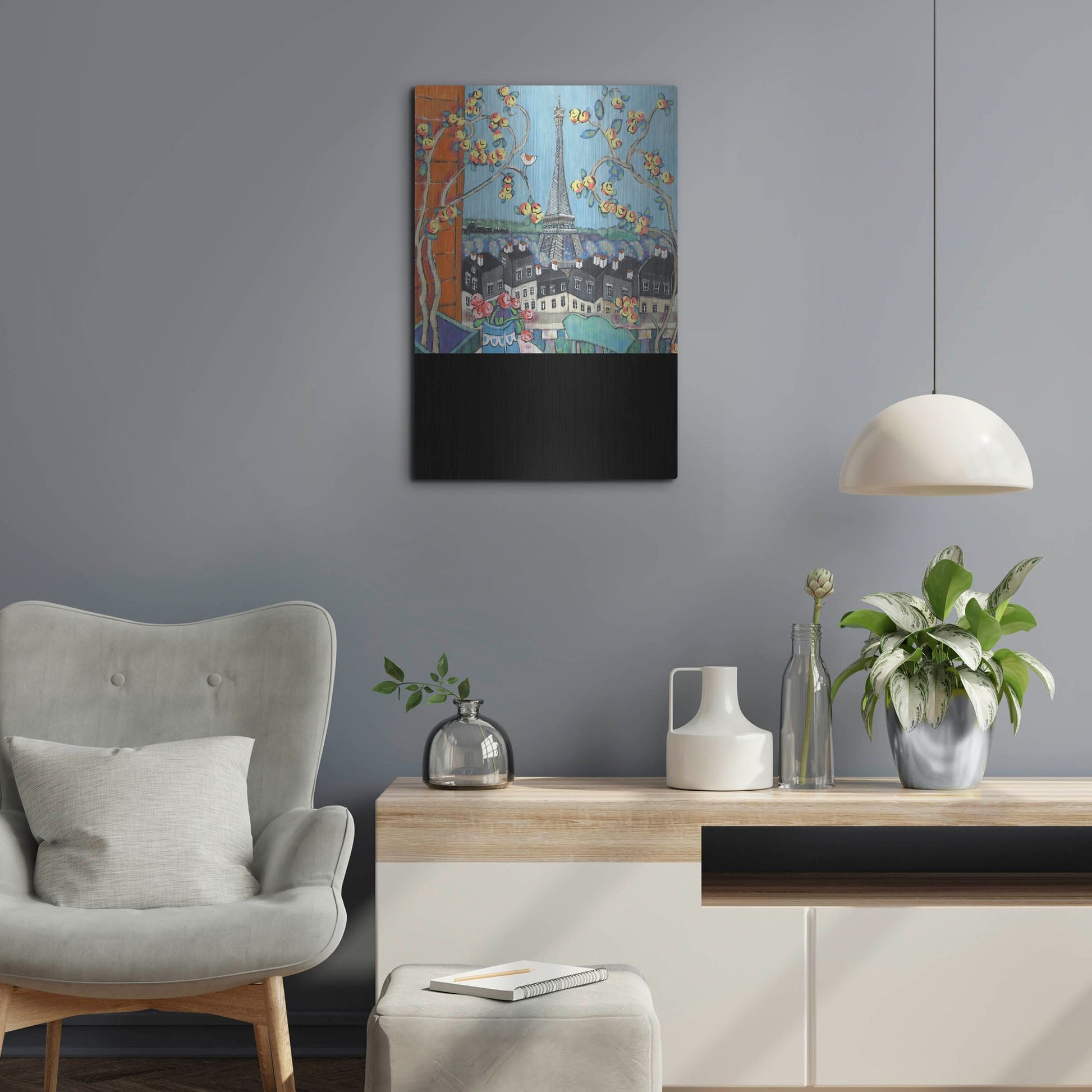 Luxe Metal Art 'Eiffel Tower I' by Holly Wojhan, Metal Wall Art,16x24