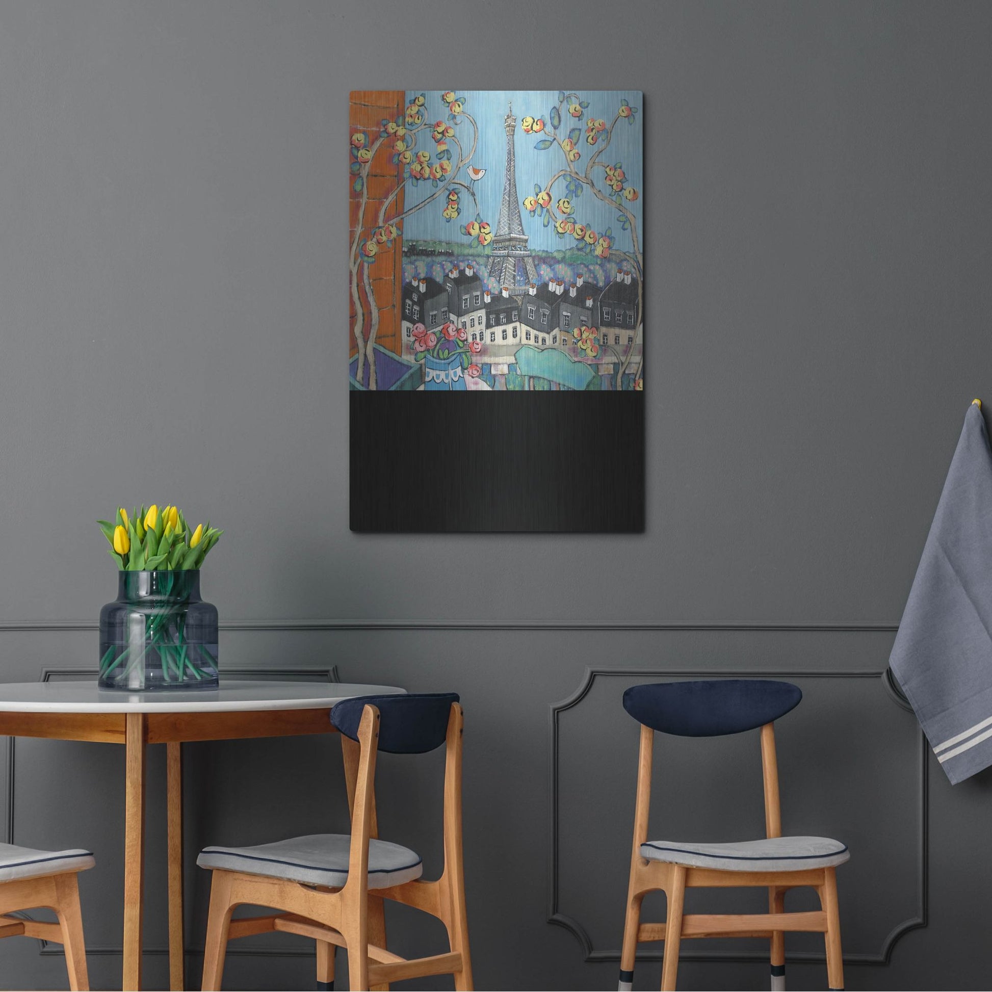 Luxe Metal Art 'Eiffel Tower I' by Holly Wojhan, Metal Wall Art,24x36