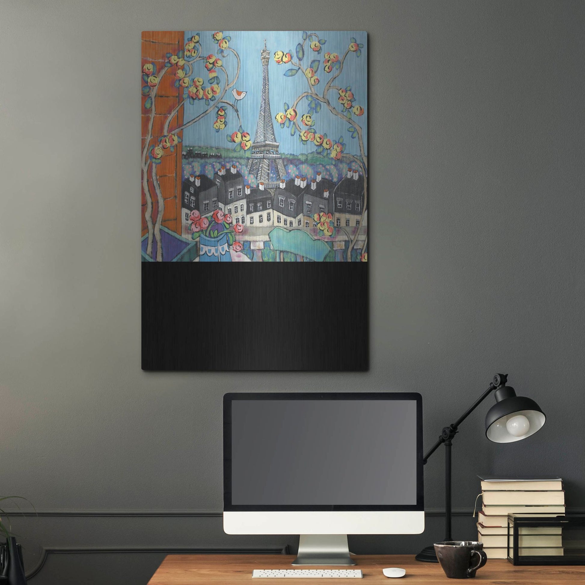 Luxe Metal Art 'Eiffel Tower I' by Holly Wojhan, Metal Wall Art,24x36