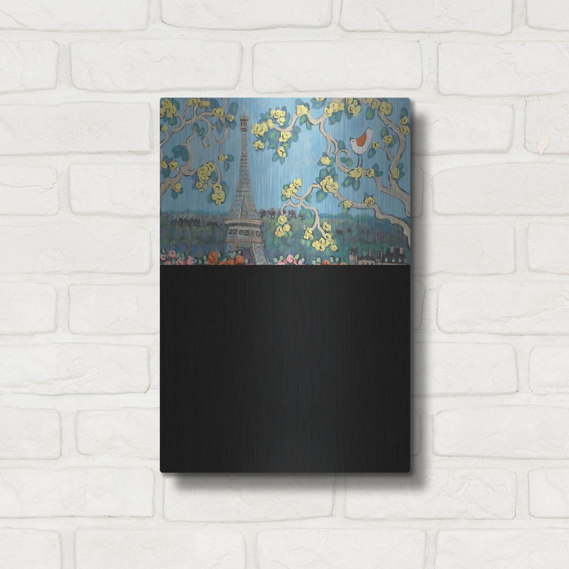 Luxe Metal Art 'Eiffel Tower II' by Holly Wojhan, Metal Wall Art,12x16