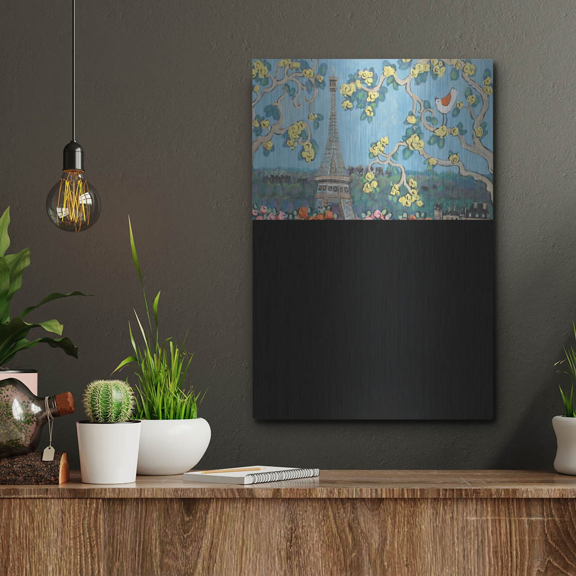 Luxe Metal Art 'Eiffel Tower II' by Holly Wojhan, Metal Wall Art,12x16