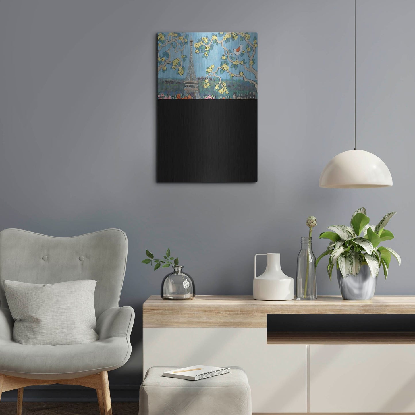 Luxe Metal Art 'Eiffel Tower II' by Holly Wojhan, Metal Wall Art,16x24