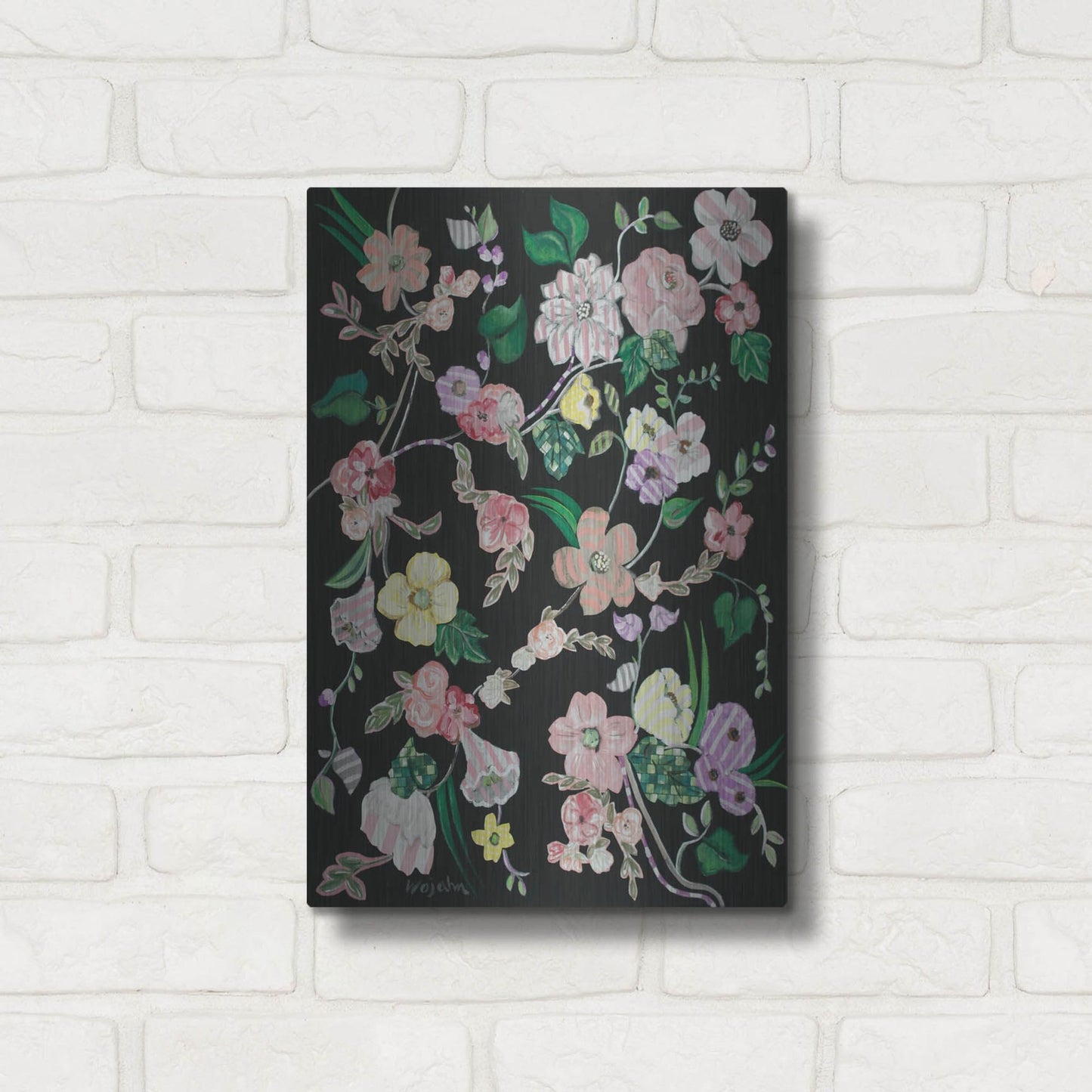 Luxe Metal Art 'Flowerness' by Holly Wojhan, Metal Wall Art,12x16