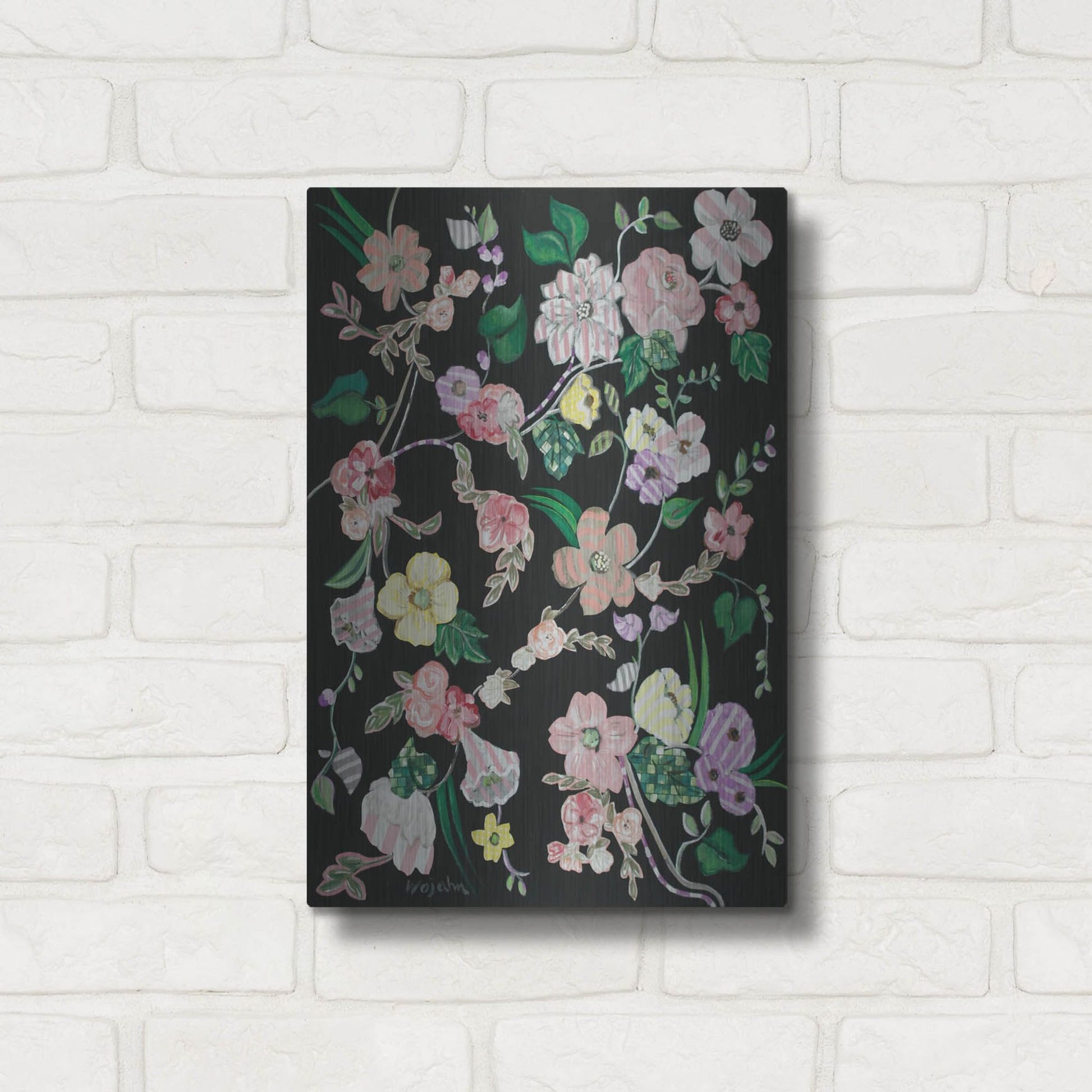 Luxe Metal Art 'Flowerness' by Holly Wojhan, Metal Wall Art,12x16