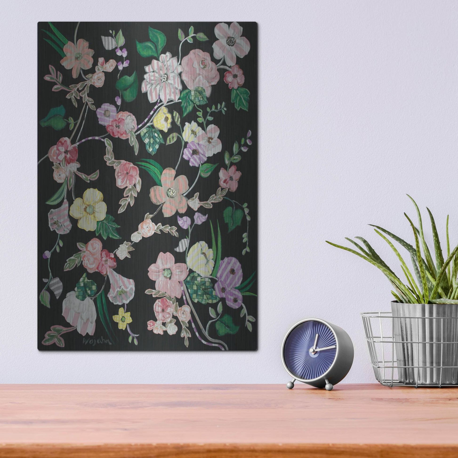 Luxe Metal Art 'Flowerness' by Holly Wojhan, Metal Wall Art,12x16