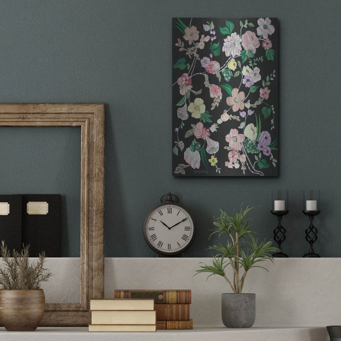 Luxe Metal Art 'Flowerness' by Holly Wojhan, Metal Wall Art,12x16