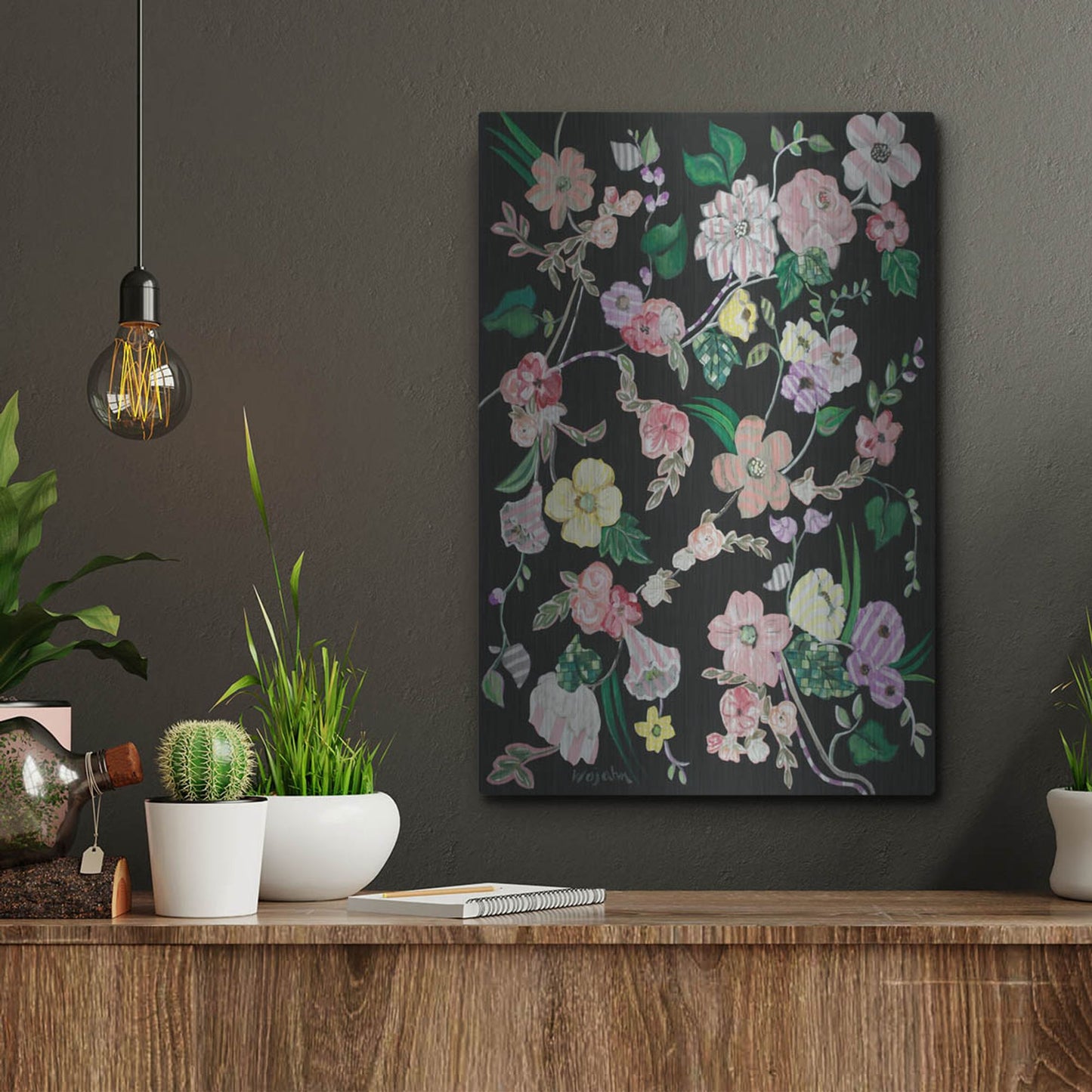 Luxe Metal Art 'Flowerness' by Holly Wojhan, Metal Wall Art,12x16