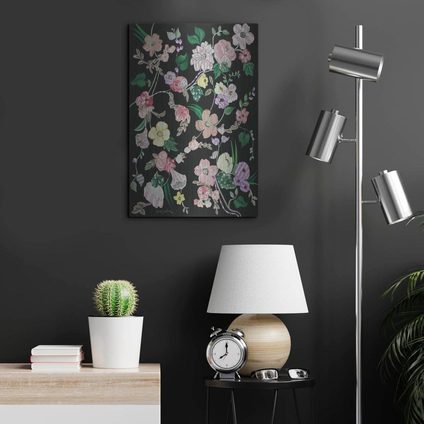 Luxe Metal Art 'Flowerness' by Holly Wojhan, Metal Wall Art,16x24