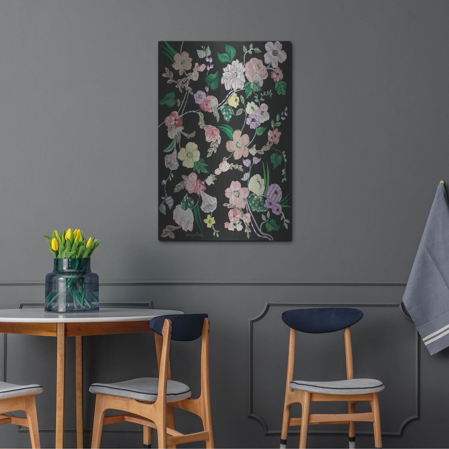 Luxe Metal Art 'Flowerness' by Holly Wojhan, Metal Wall Art,24x36