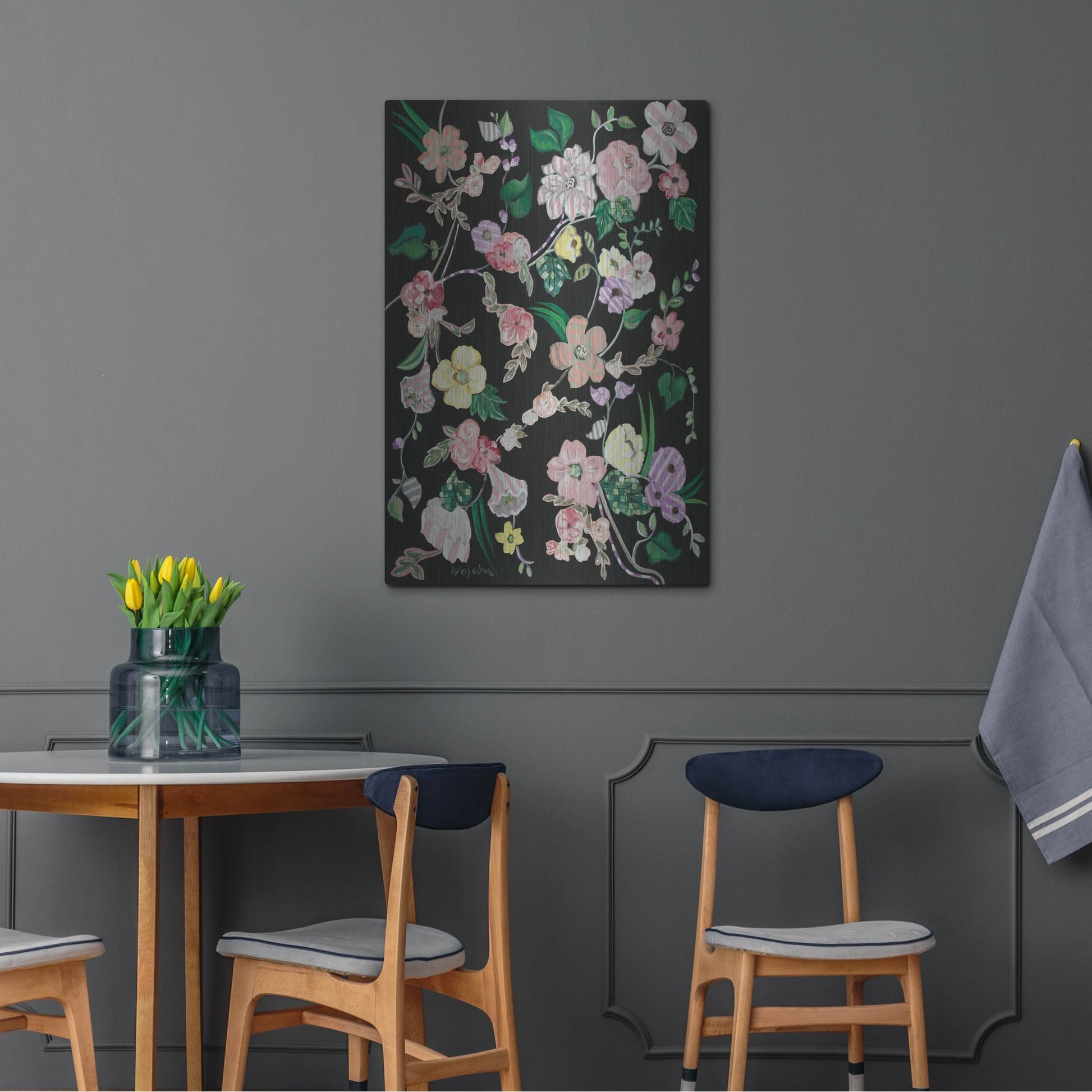 Luxe Metal Art 'Flowerness' by Holly Wojhan, Metal Wall Art,24x36