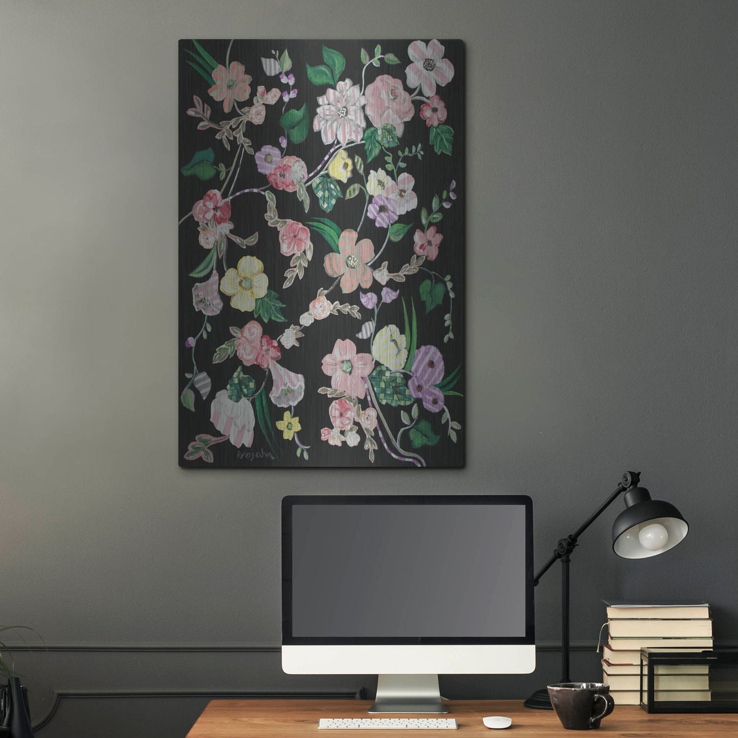 Luxe Metal Art 'Flowerness' by Holly Wojhan, Metal Wall Art,24x36