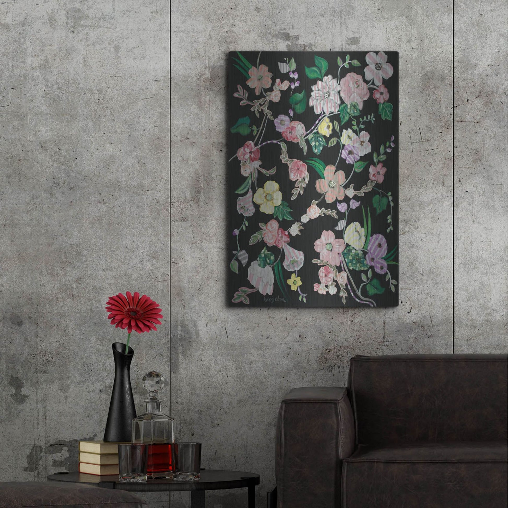 Luxe Metal Art 'Flowerness' by Holly Wojhan, Metal Wall Art,24x36