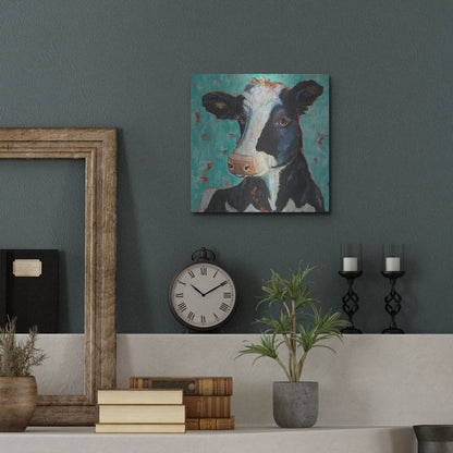 Luxe Metal Art 'Looking for Jersey Milk' by Holly Wojhan, Metal Wall Art,12x12