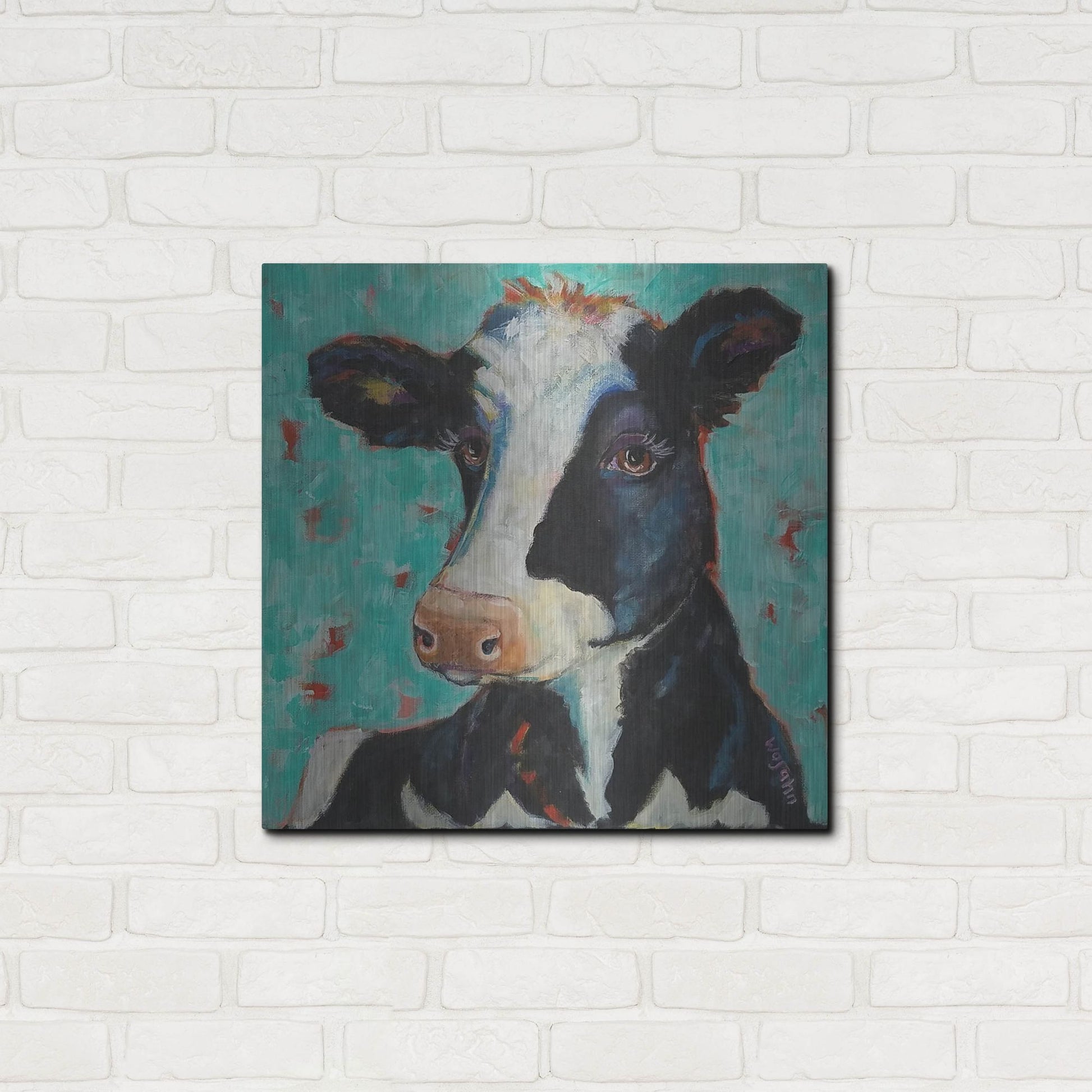 Luxe Metal Art 'Looking for Jersey Milk' by Holly Wojhan, Metal Wall Art,24x24