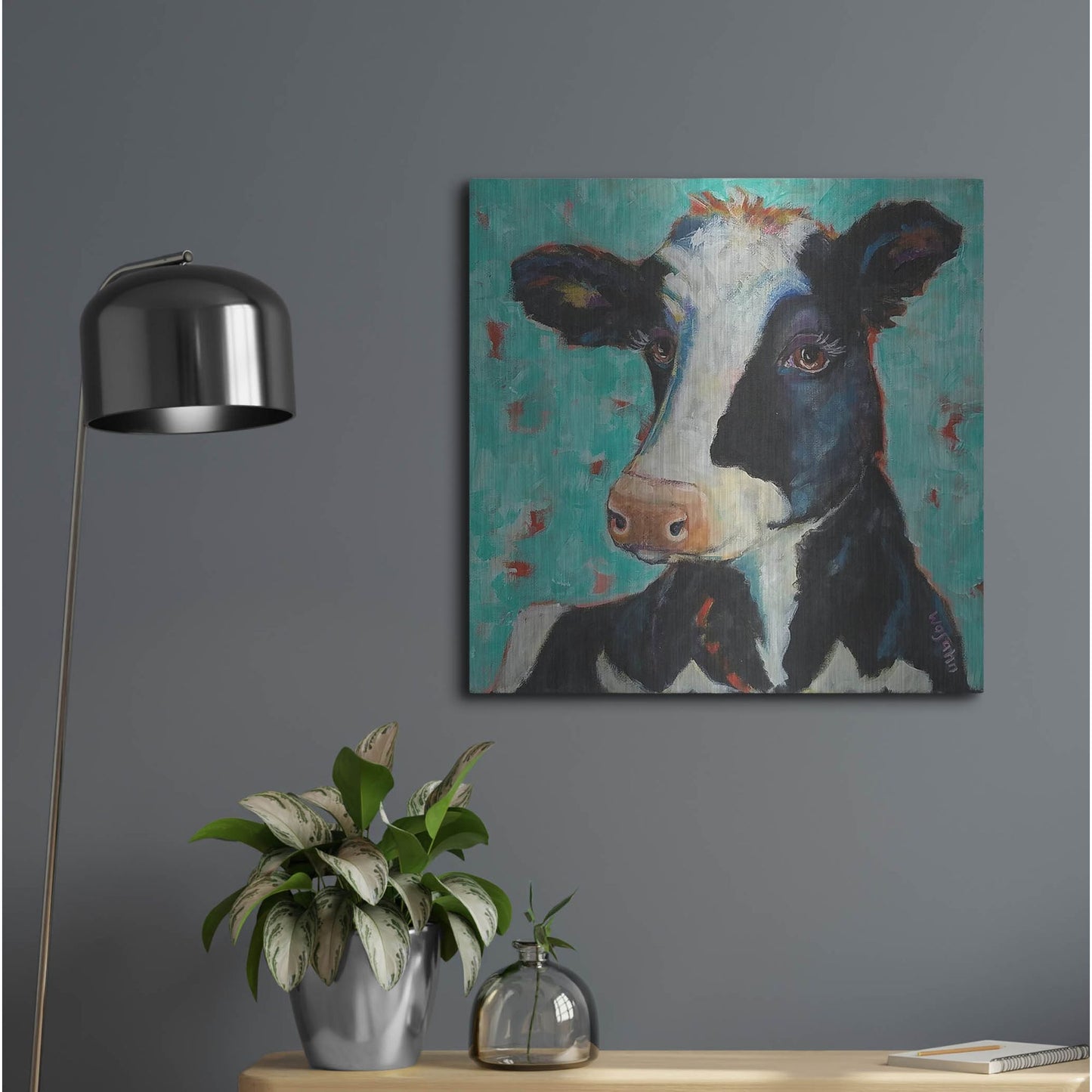 Luxe Metal Art 'Looking for Jersey Milk' by Holly Wojhan, Metal Wall Art,24x24