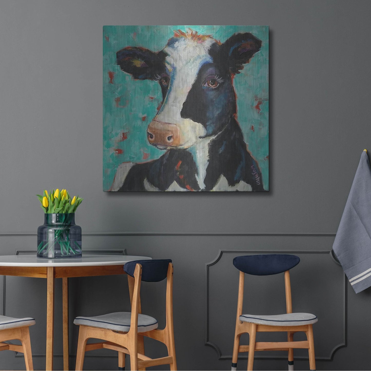 Luxe Metal Art 'Looking for Jersey Milk' by Holly Wojhan, Metal Wall Art,36x36